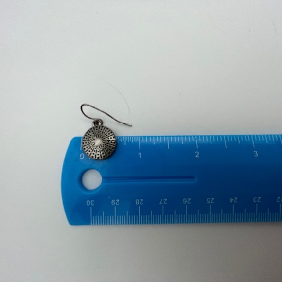 Dangle Disc Earrings Silver Tone Retro Modernist Boho Pierced .5” - Picture 5 of 5